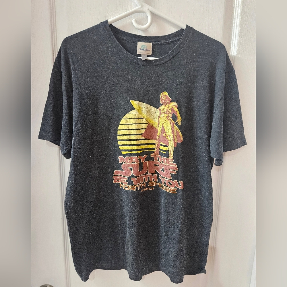 Vintage Black Graphic Tee with Gold Accents